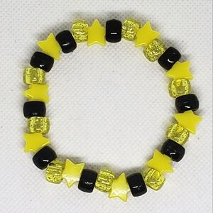 Handmade Yellow Glitter Star Kandi Bracelet